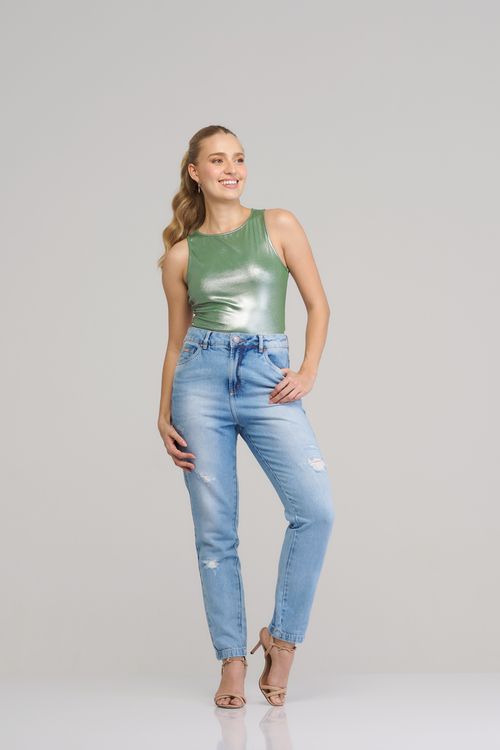 Calça mom jeans feminina Patogê cintura alta (G4) CL36629