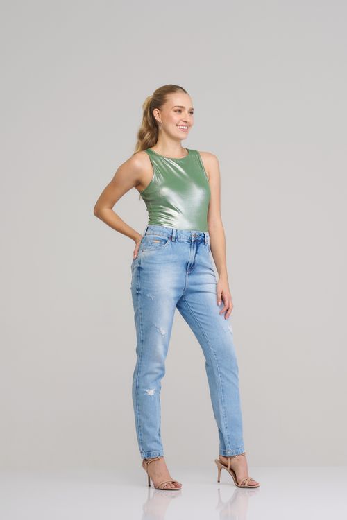 Calça mom jeans feminina Patogê cintura alta (G4) CL36629
