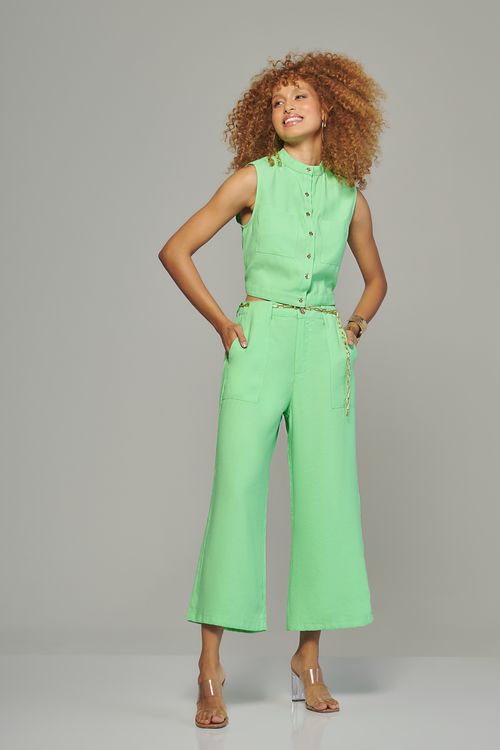 Calça pantacourt com cinto feminina Patogê cintura média (G3) CL38031