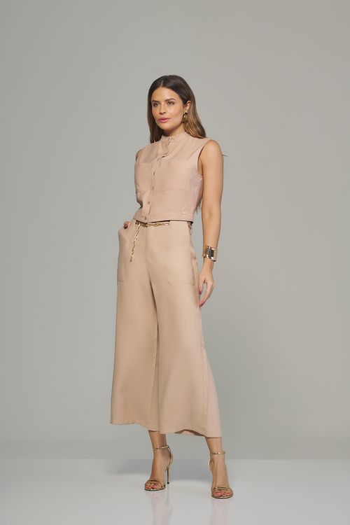 Calça pantacourt com cinto feminina Patogê cintura média (G3) CL38031