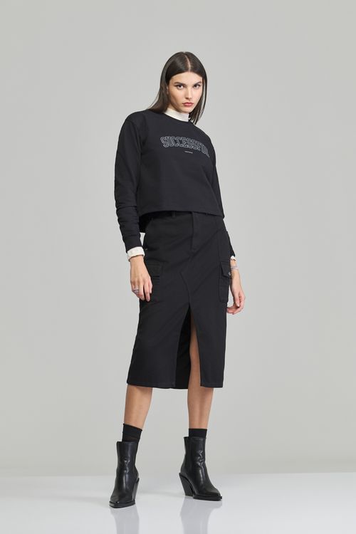 Saia midi jeans feminina Patogê cintura média (G3) SA37896