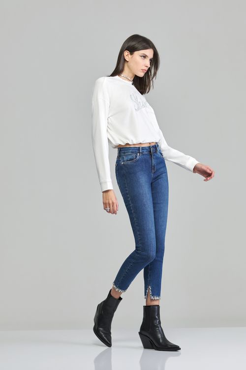 Calça cigarrete jeans feminina Patogê Cintura média (G3) CL37633