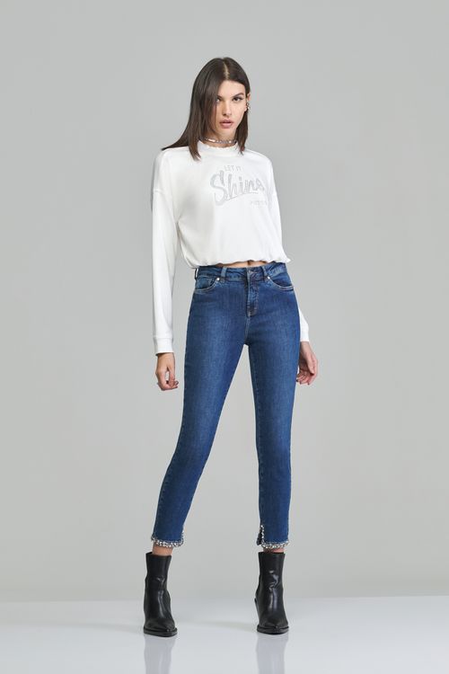 Calça cigarrete jeans feminina Patogê Cintura média (G3) CL37633