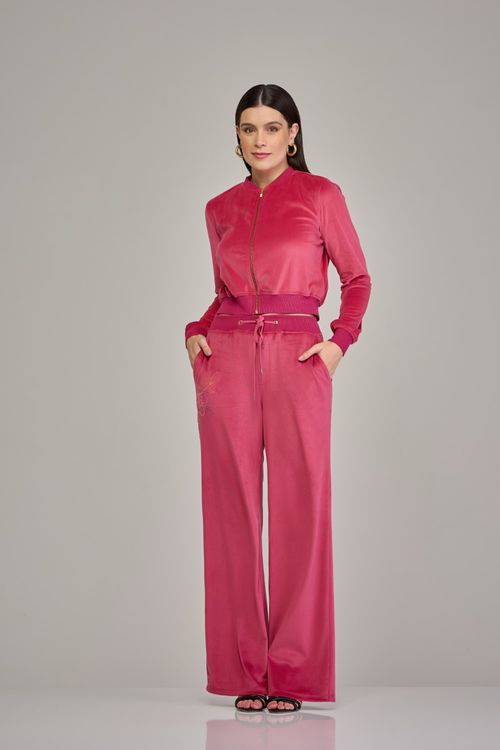 Calça wide leg em veludo feminina Patogê cintura média (G3) CL37708