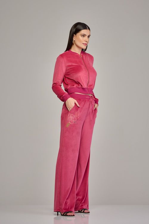 Calça wide leg em veludo feminina Patogê cintura média (G3) CL37708