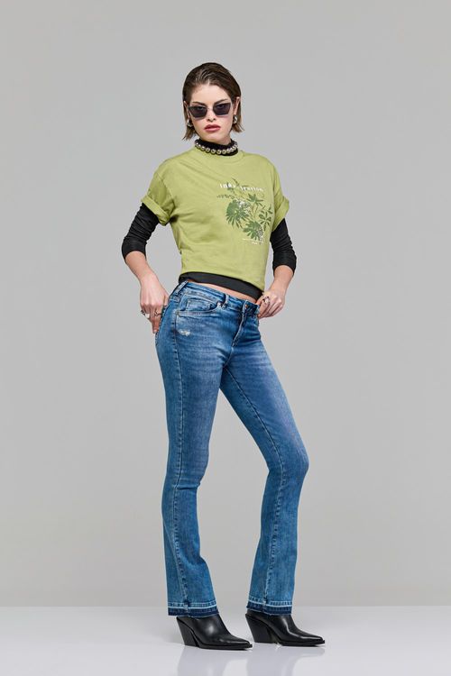 Calça boot cut jeans feminina Patogê cintura média (G3) CL37543