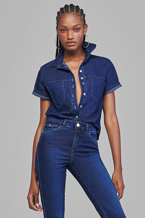 Camisa jeans feminina Patogê CA38083