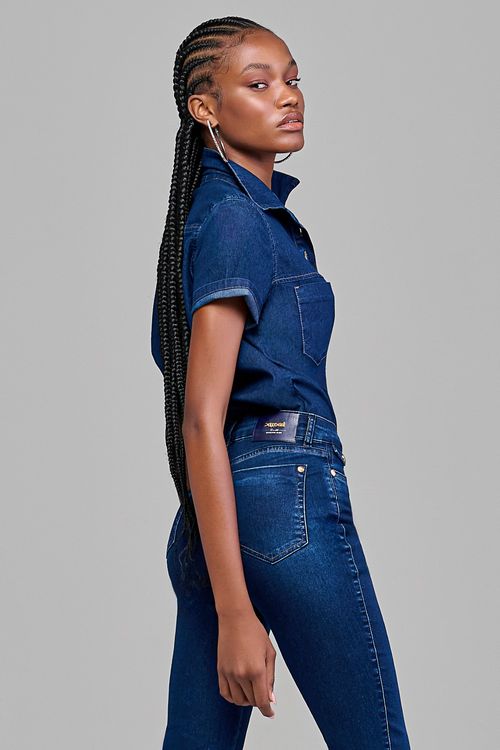 Camisa jeans feminina Patogê CA38083