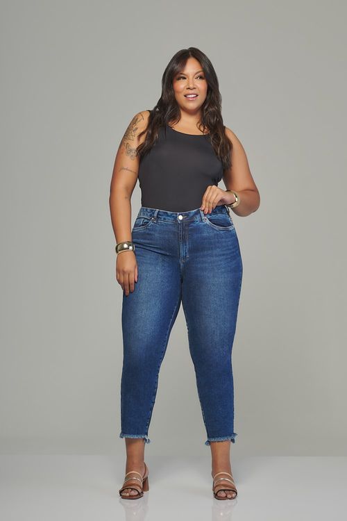 Calça cigarrete curvy jeans feminina Patogê cintura média (G3) CL38096