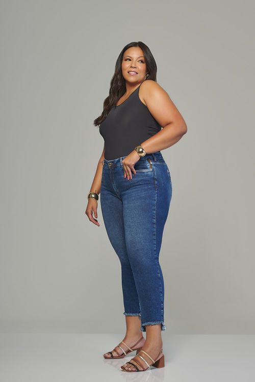 Calça cigarrete curvy jeans feminina Patogê cintura média (G3) CL38096