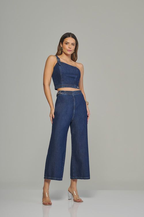 Calça pantacourt jeans feminina Patogê cintura alta (G4) CL37965