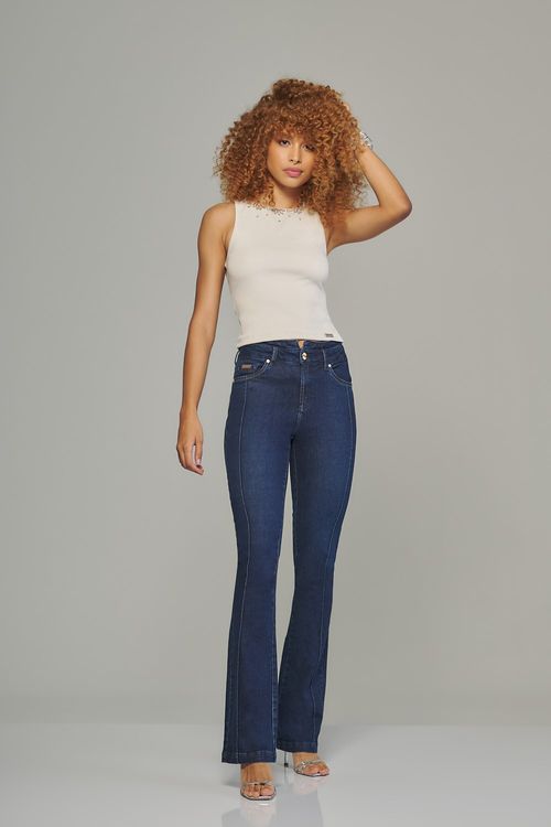 Calça boot cut jeans feminina Patogê cintura alta (G4) CL38008