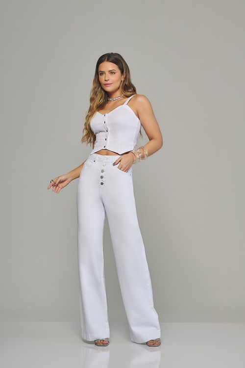 Calça pantalona feminina Patogê cintura alta (G4) CL38010