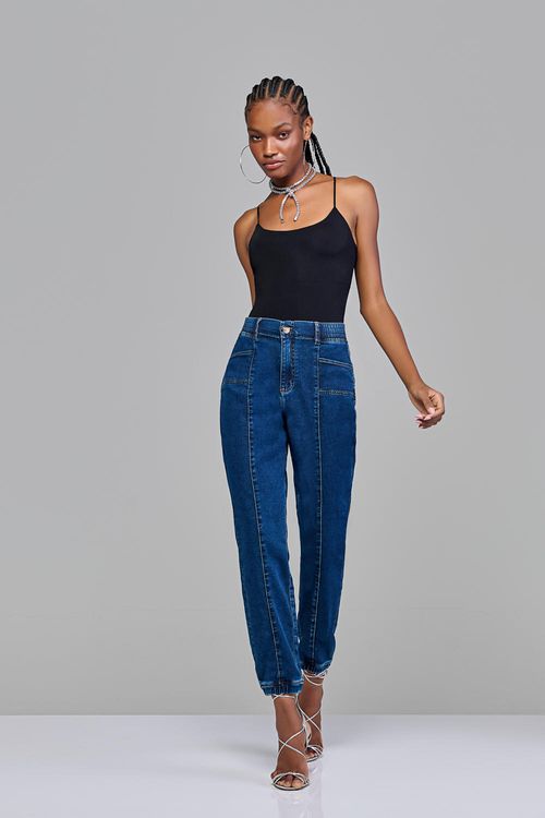 Calça Jogger Jeans Feminina Patogê Cintura Alta(G4) CL37931