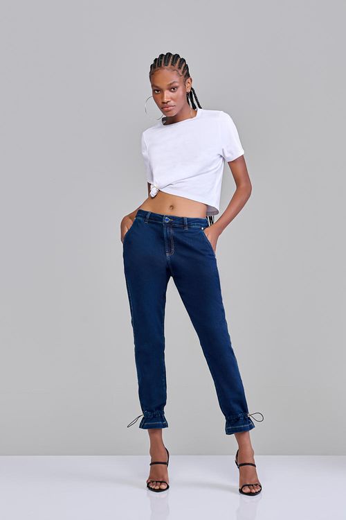 Calça Jogger Jeans Feminina Patogê Cintura Média (G3) CL38104