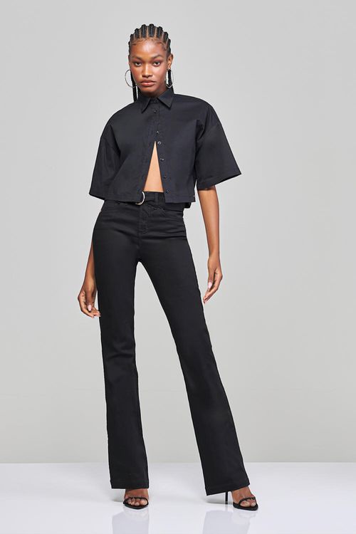 Calça Boot Cut Jeans Com Cinto Feminina Patogê Cintura Média (G3) CL38233