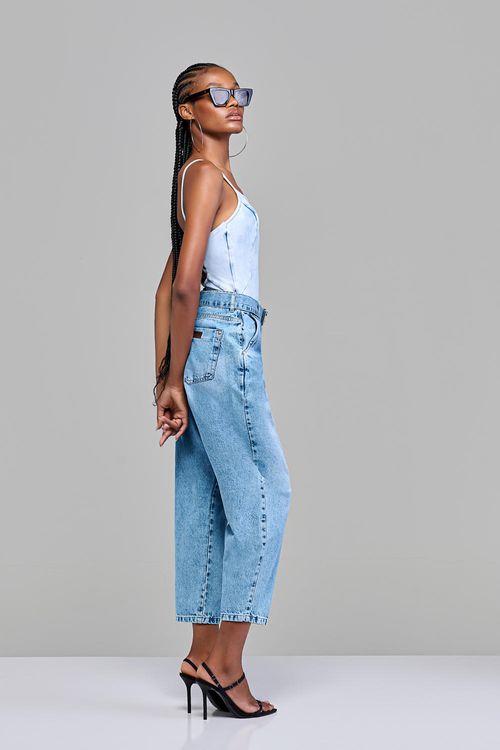 Calça Balloon Jeans Feminina Cintura Alta (G4) CL38463