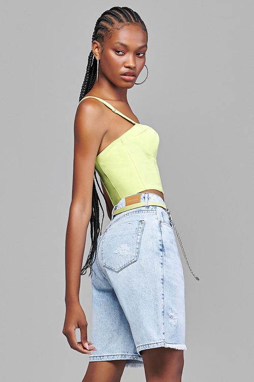 Bermuda Jorts Com Cinto Jeans Feminina Patogê Cintura Média (G3) BE38276