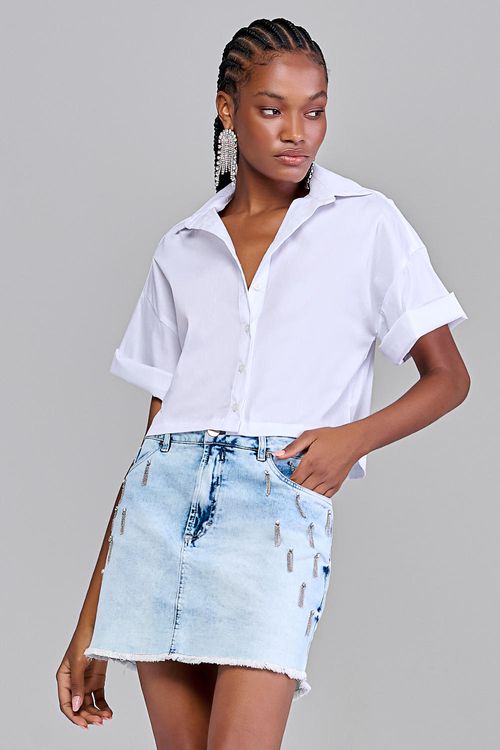 Mini Saia Jeans Feminina Patogê Cintura Média (G3) SA37711