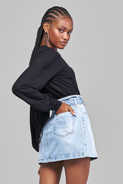 Mini Saia Jeans Feminina Patogê Cintura Alta (G4) SA38105