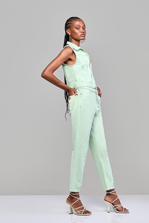 Calça Baggy Sarja Feminina Patogê Cintura Alta (G4) Cl38174