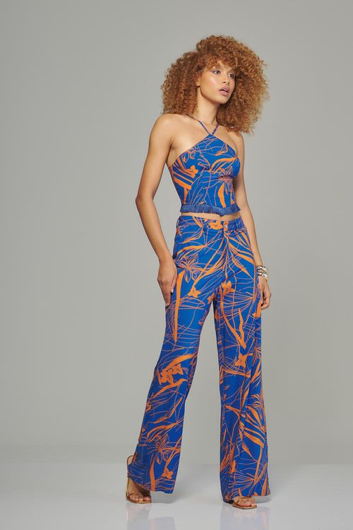 Calça pantalona em viscose feminina Patogê cintura alta (G4) CL38362