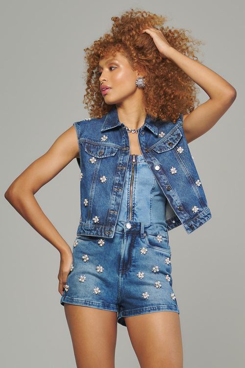 Short jeans feminino Patogê Cintura Alta (G4) SH38088