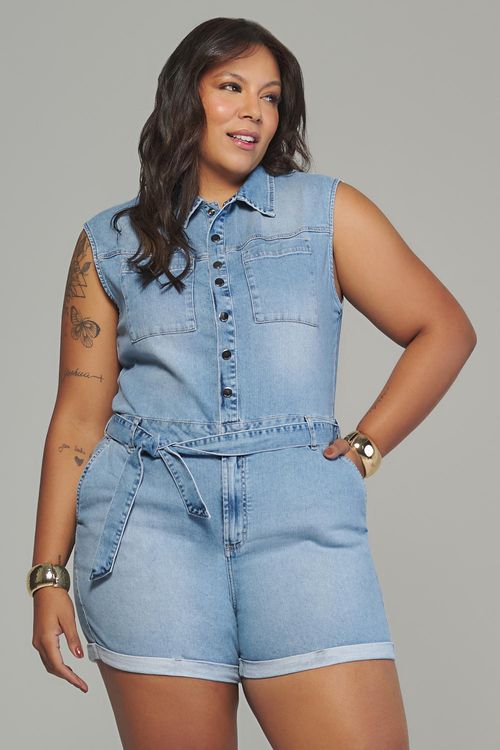 Macaquinho Jeans Curvy Feminino Patogê MC38167