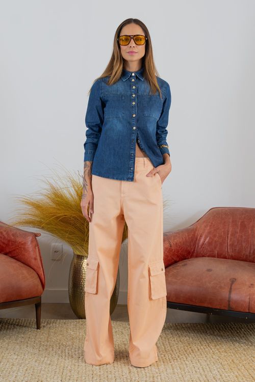 Calça Wide Leg Feminina Patogê Cintura Alta (G4) CL38665