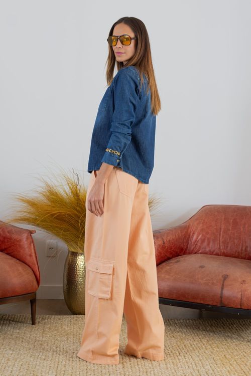 Calça Wide Leg Feminina Patogê Cintura Alta (G4) CL38665