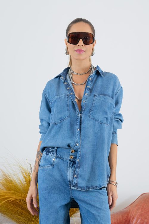 Camisa jeans feminina Patogê CA38169