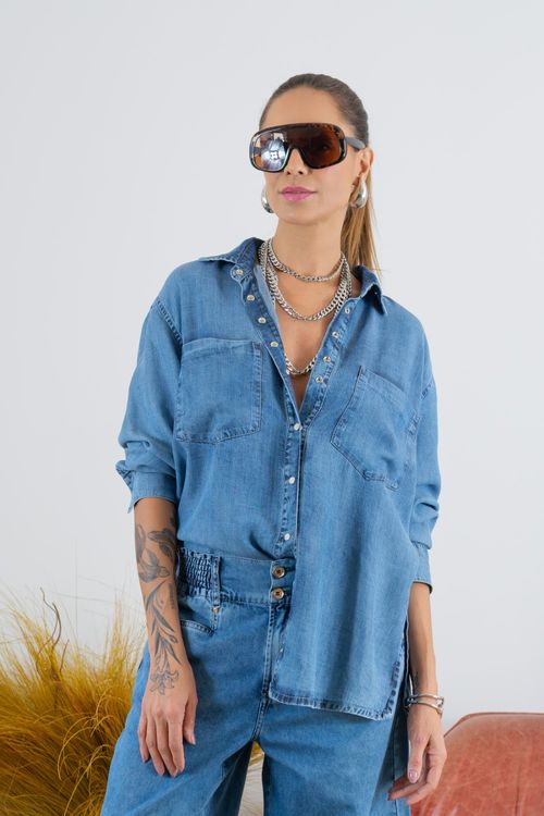 Camisa jeans feminina Patogê CA38169