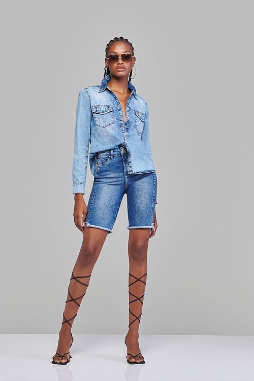 Bermuda Ciclista Jeans Feminina Patoge Cintura Alta (G4) BE38135