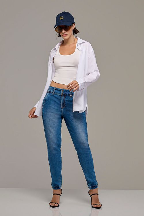 Calça Jogger Jeans Feminina Patogê Cintura Média (G3) CL38300