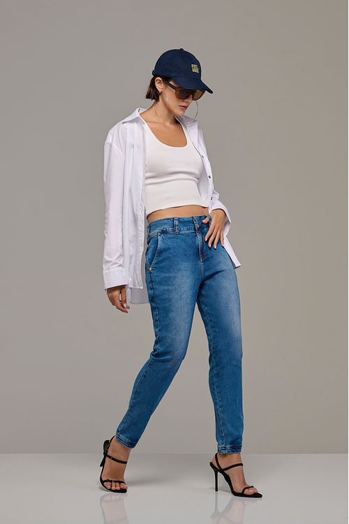 Calça Jogger Jeans Feminina Patogê Cintura Média (G3) CL38300