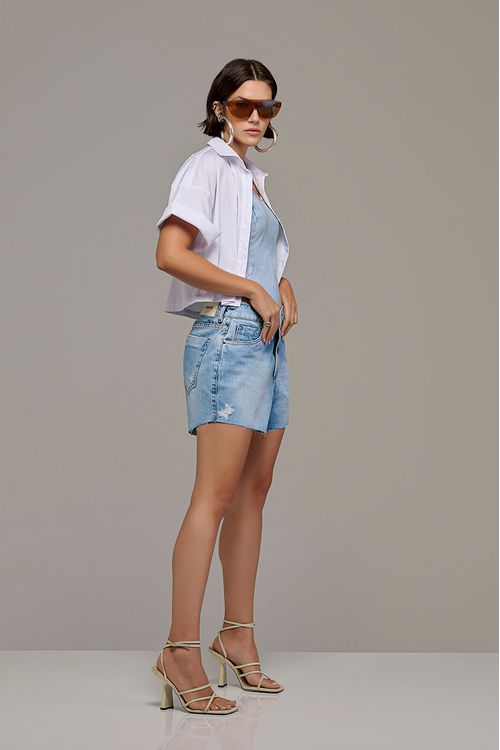 Short Oversized Jeans Feminino Patogê Cintura Média (G3) SH38432
