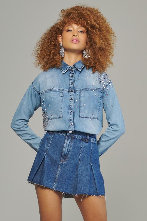 Mini Saia Jeans Feminina Patogê SA38355