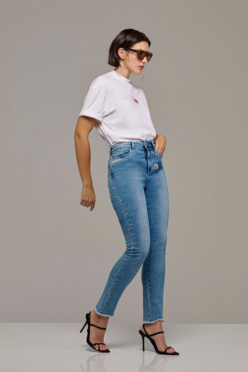 Calça Mom Jeans Feminina Patogê Cintura Alta (G4) CL38142