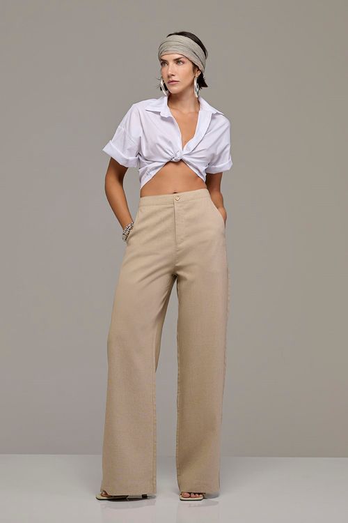 Calça Pantalona Feminina Patogê Cintura Alta (G4) CL38505