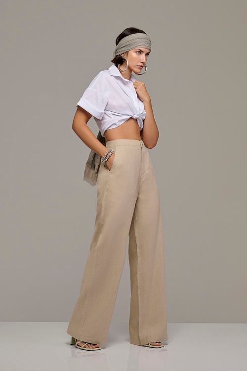 Calça Pantalona Feminina Patogê Cintura Alta (G4) CL38505