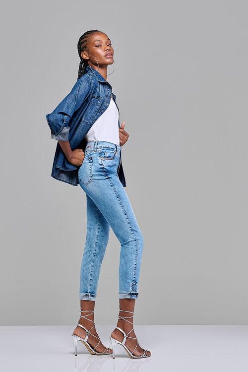 Calça Cigarrete Jeans Feminina Patogê Cintura Alta (G4) CL38073