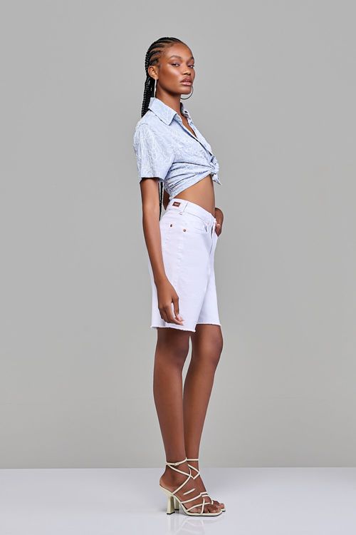 Bermuda Jorts Em Sarja Feminina Patogê Cintura Média (G3) BE38446