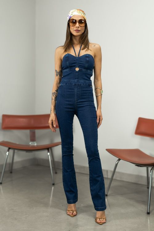 Macacão boot cut jeans feminino Patogê MC37433