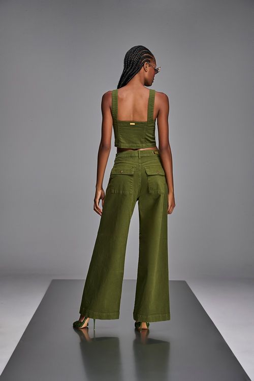 Calça Wide Leg Jeans Feminina Patogê Cintura Alta (G4) CL38517