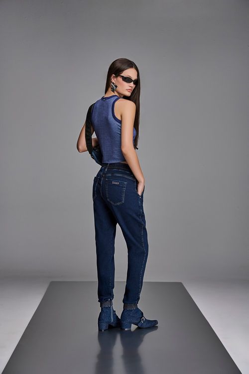 Calça Jogger Jeans Feminina Patogê Cintura Média (G3) CL38700