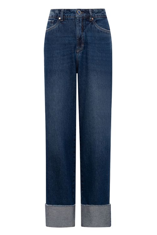 Calça Reta Jeans Feminina Patogê Cintura Alta (G4) Cl38835