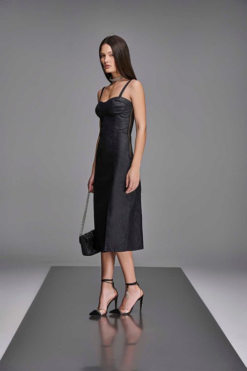 Vestido Jeans Resinado Midi Patogê VE38588