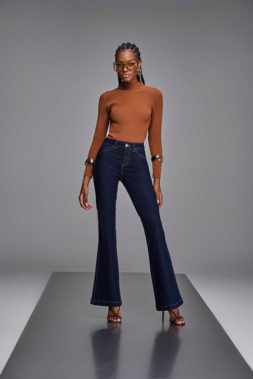 Calça Flare Jeans Femimina Patogê Cintura Média (G3) CL90003