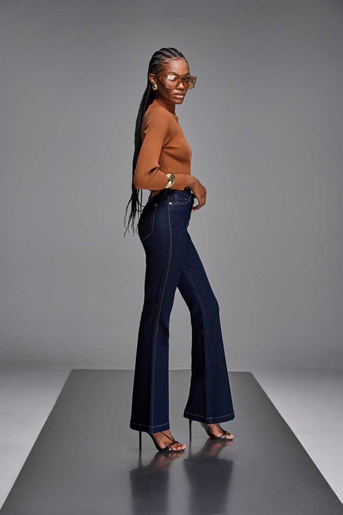 Calça Flare Jeans Femimina Patogê Cintura Média (G3) CL90003
