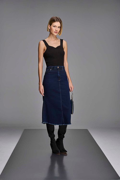Saia Midi Jeans Feminina Patogê SA38694